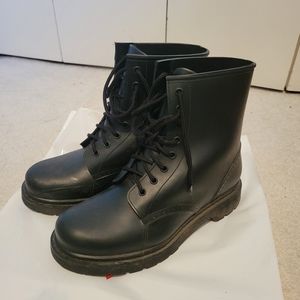 Black rubber rain boots lace up combat boots steve madden girl